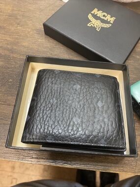 MCM Black Pebbled Leather Bi-Fold Wallet